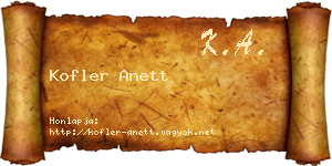 Kofler Anett névjegykártya